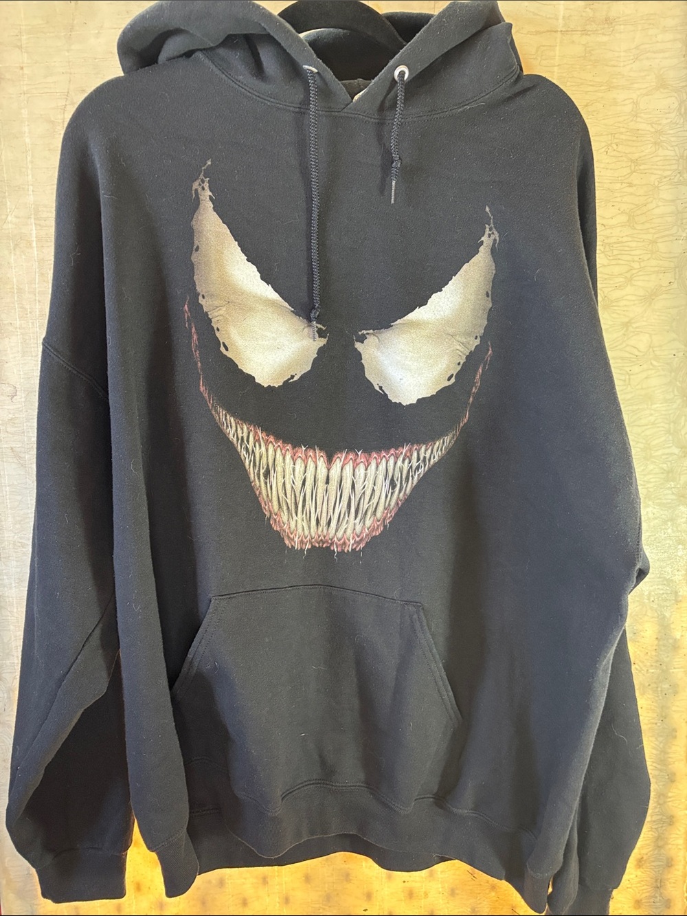 Marvel Black Crewneck Hoodie with Venom Smile Graphic